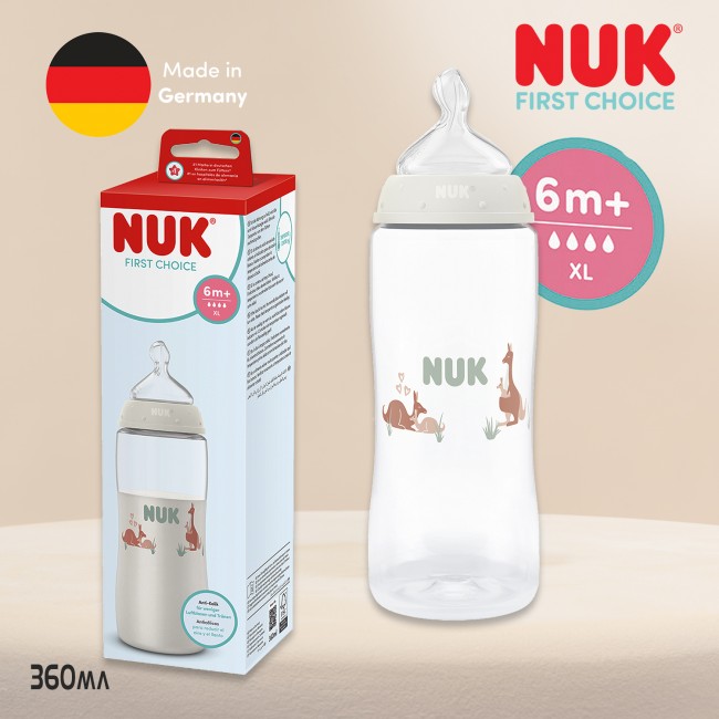 NUK First Choice беби шише ПП 360мл XL Temperature Control силикон цуцла (6m+)